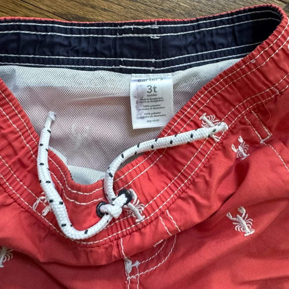 Carter’s Kids Dinosaur & Lobster Lined Swim Trunks Bundle Size 5 Beachwear
